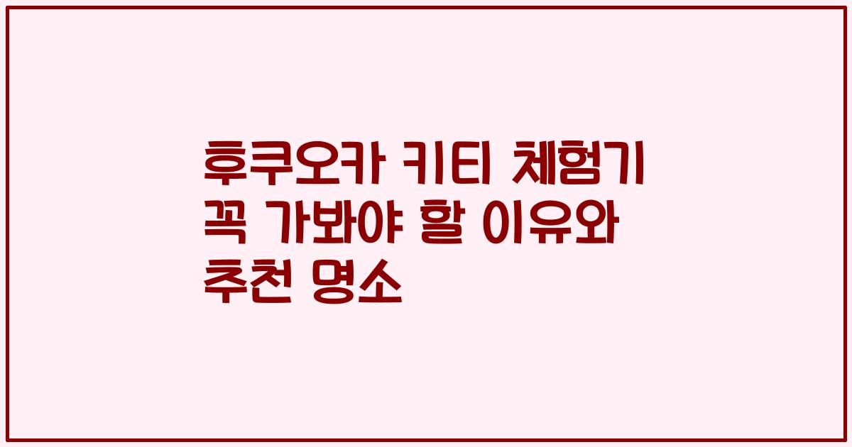 후쿠오카 키티 체험기 꼭 가봐야 할 이유와 추천 명소