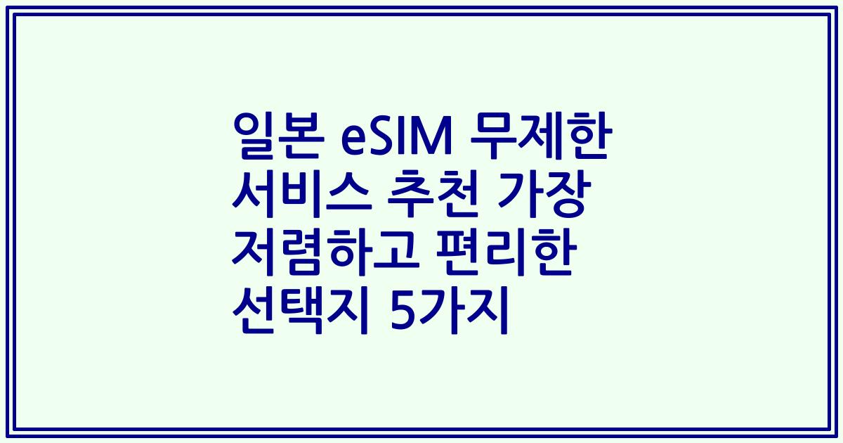 일본 eSIM 무제한 서비스 추천 가장 저렴하고 편리한 선택지 5가지