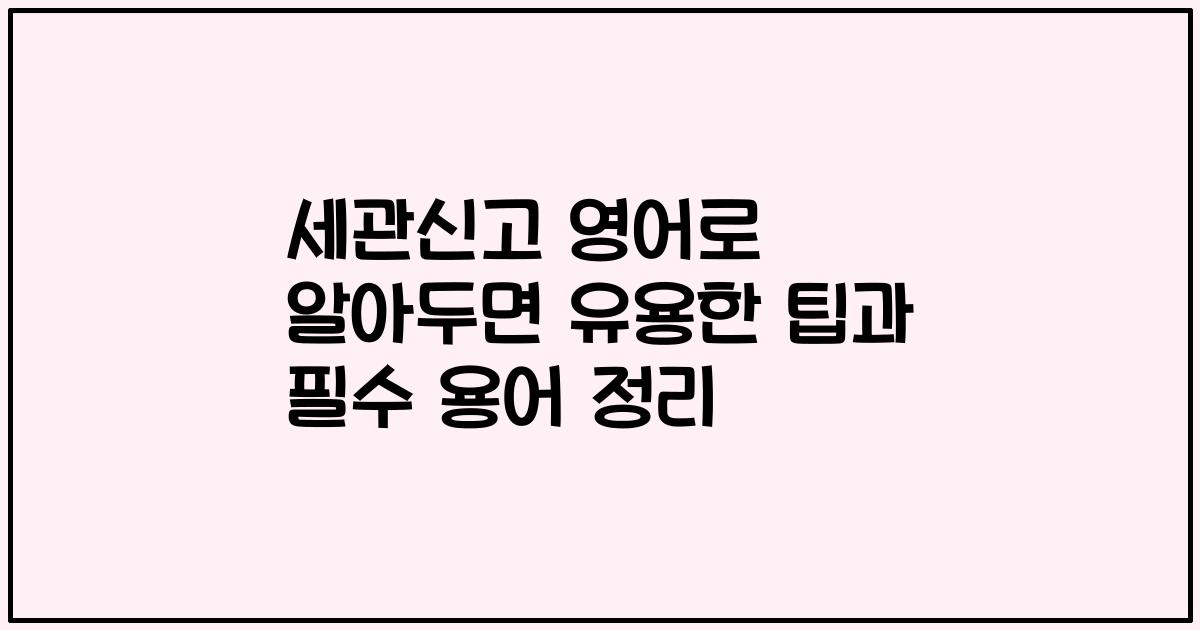 세관신고 영어로 알아두면 유용한 팁과 필수 용어 정리