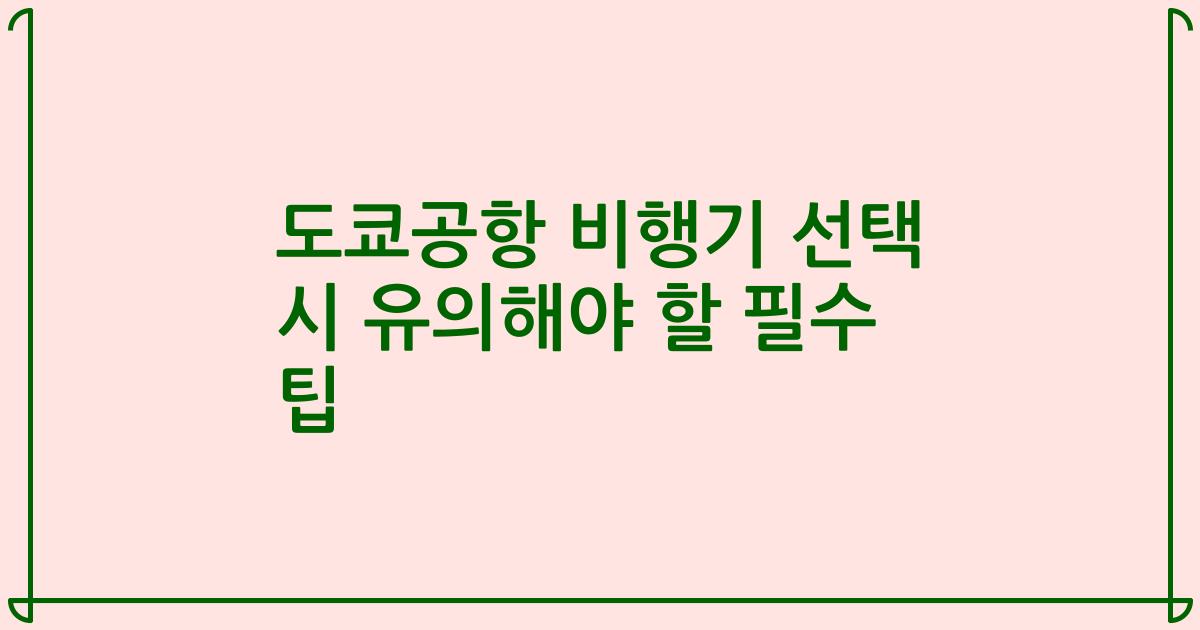 도쿄공항 비행기 선택 시 유의해야 할 필수 팁