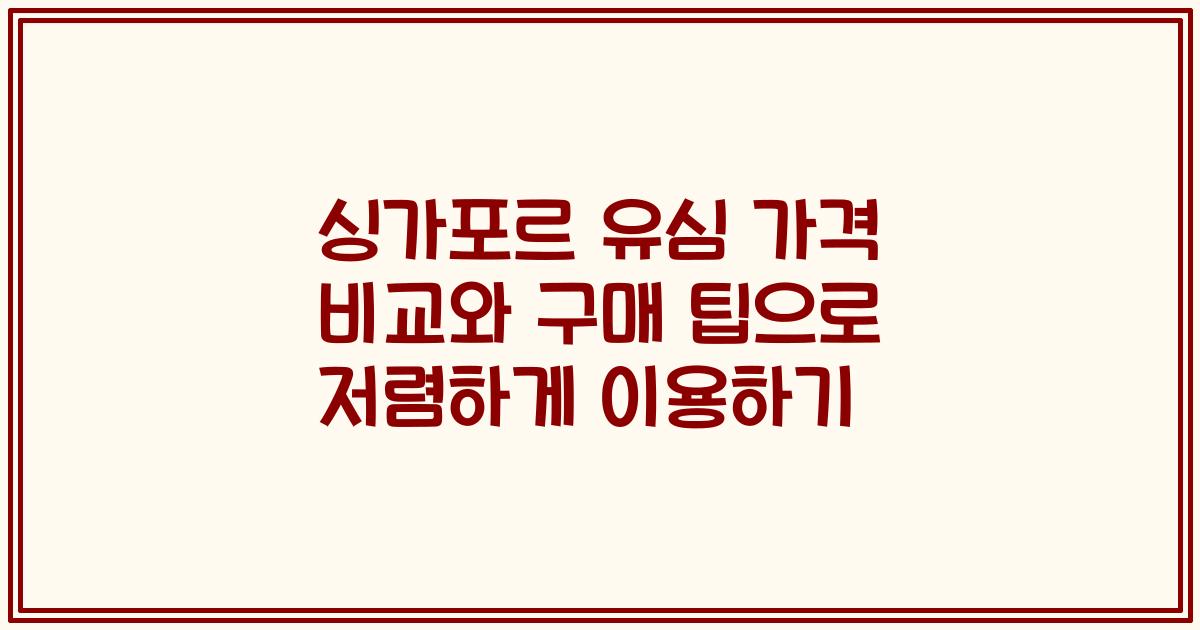 싱가포르 유심 가격 비교와 구매 팁으로 저렴하게 이용하기